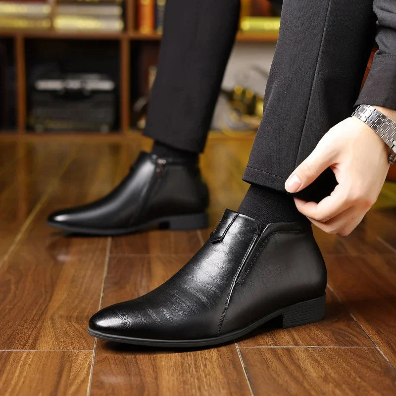 Anthony Classic Burnished Ankle Boots | Side-Zip Pointed Toe Shoes - Image 6