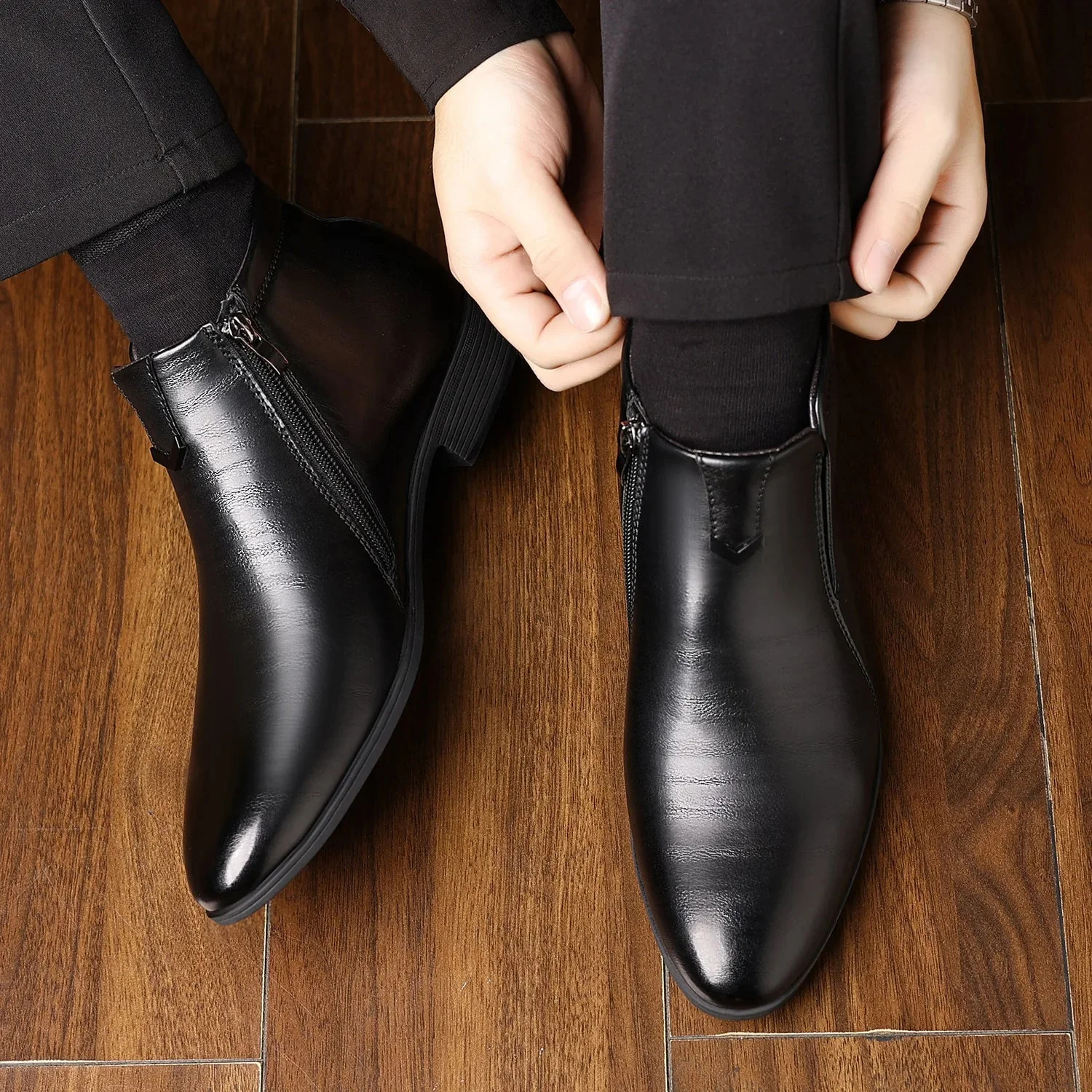 Anthony Classic Burnished Ankle Boots | Side-Zip Pointed Toe Shoes - Image 8