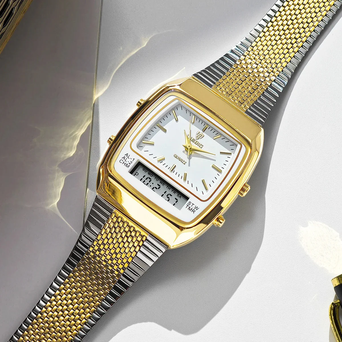 Harry Classic Retro Dual-Display Watch | Two-Tone Analog-Digital Timepiece - Image 2