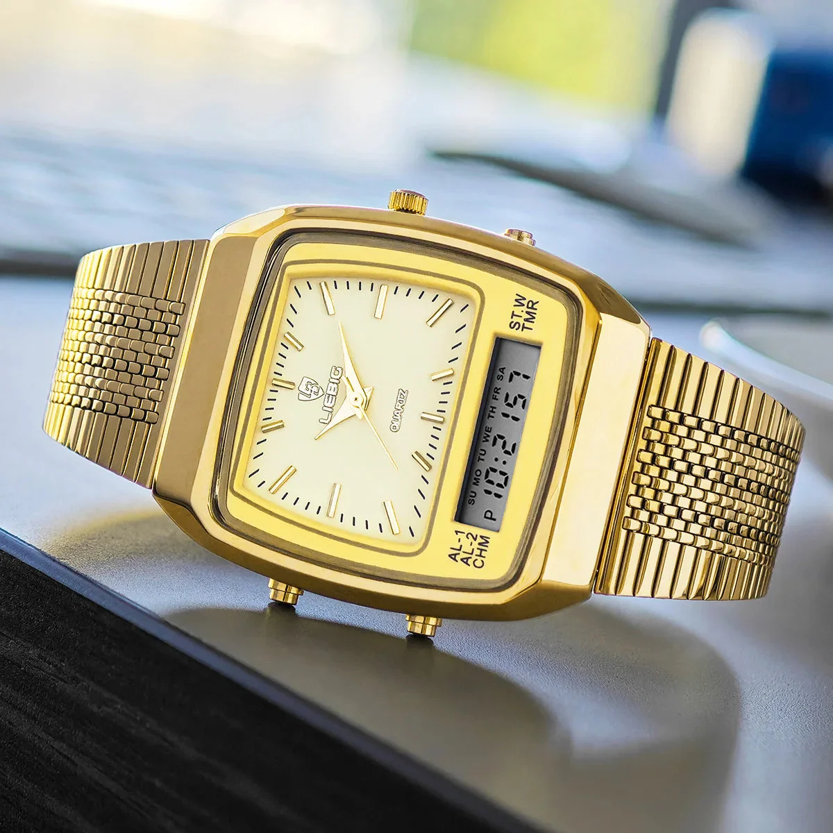 Harry Classic Retro Dual-Display Watch | Two-Tone Analog-Digital Timepiece - Image 4