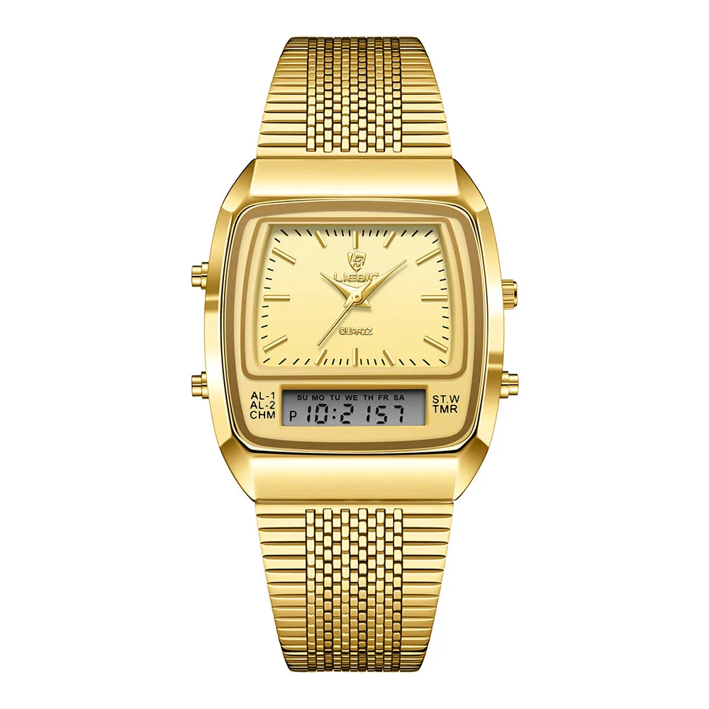 Harry Classic Retro Dual-Display Watch | Two-Tone Analog-Digital Timepiece - Image 5