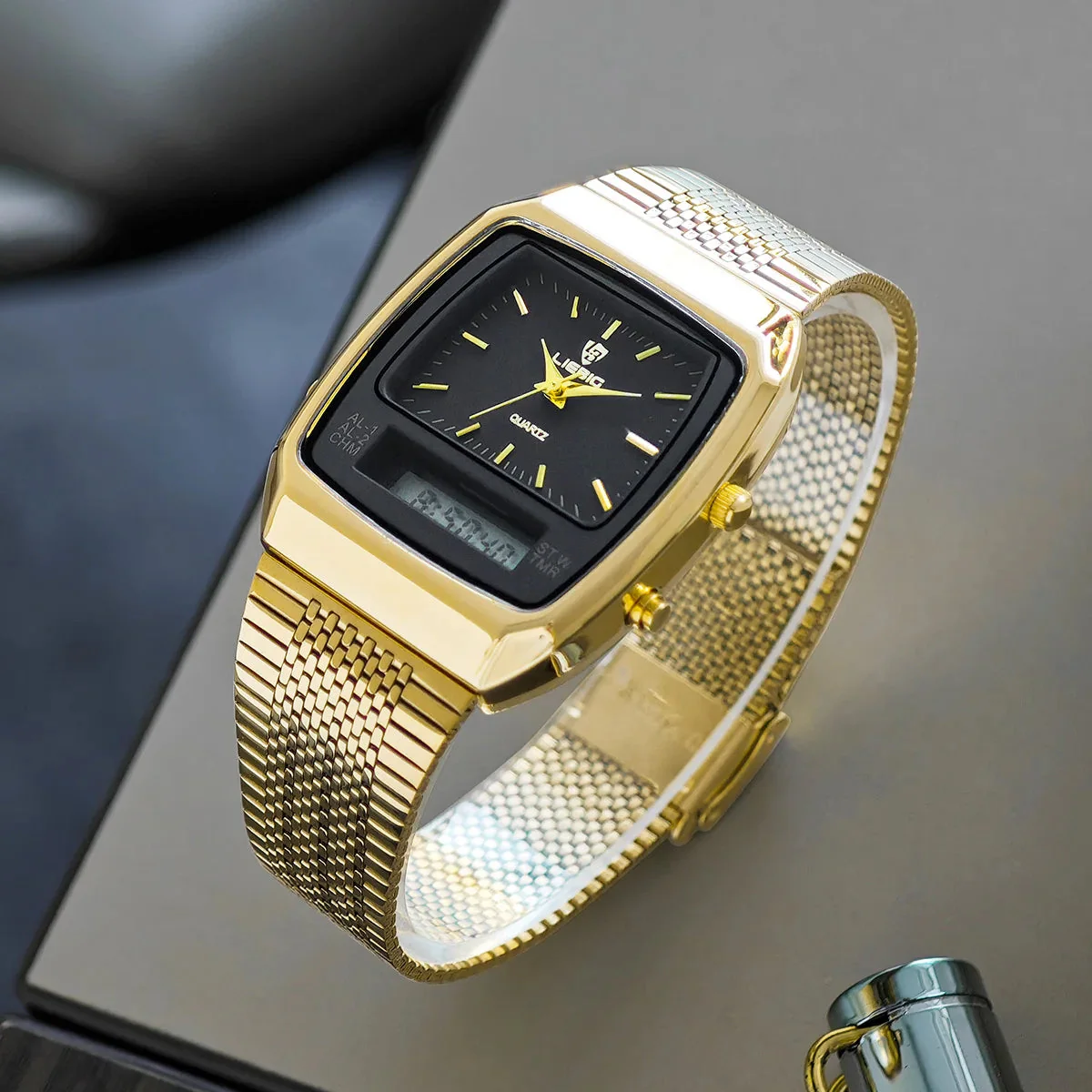 Harry Classic Retro Dual-Display Watch | Two-Tone Analog-Digital Timepiece - Image 7