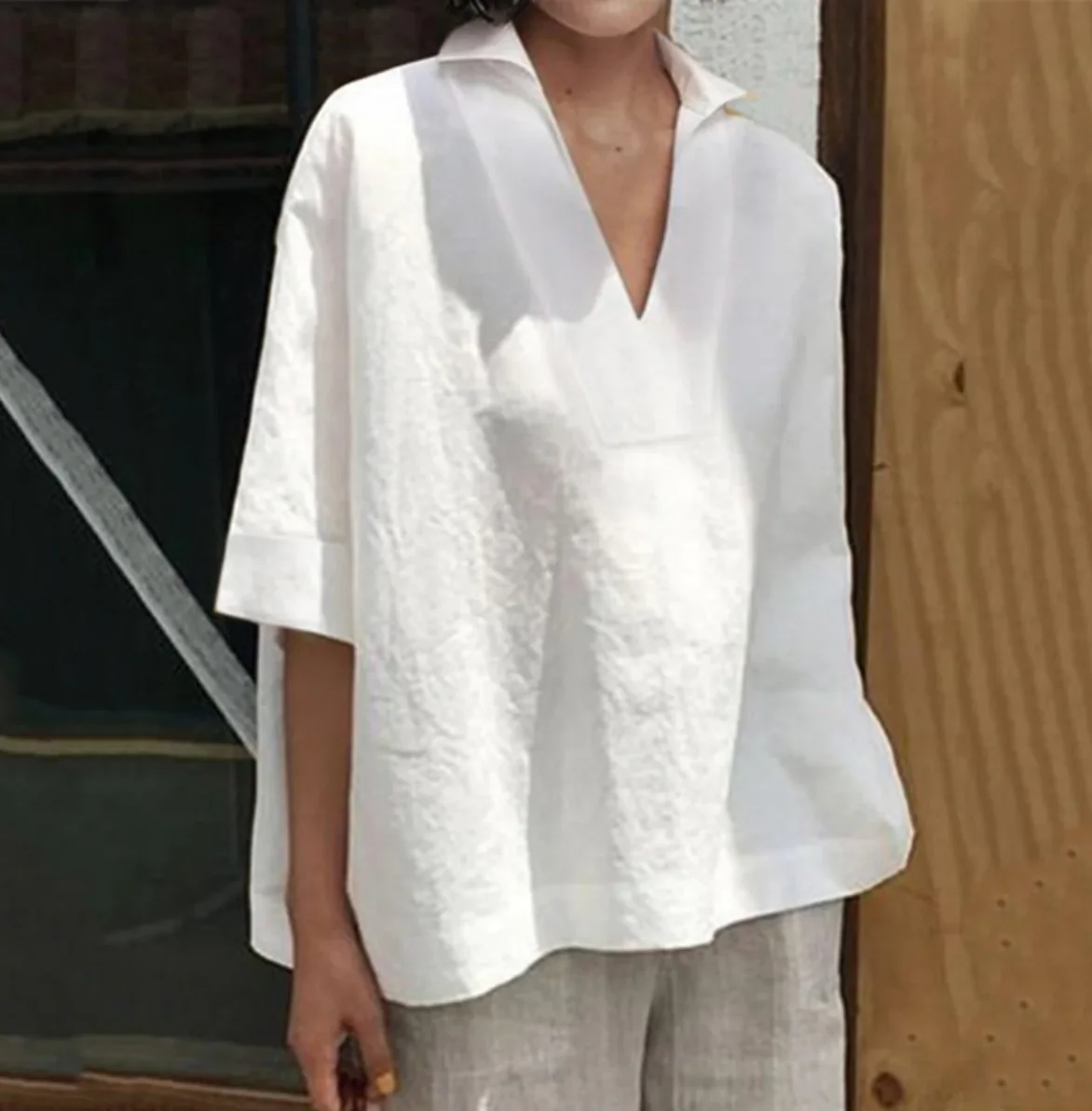 Aishana Blouse | Women's Casual V-Neck Linen Blouse