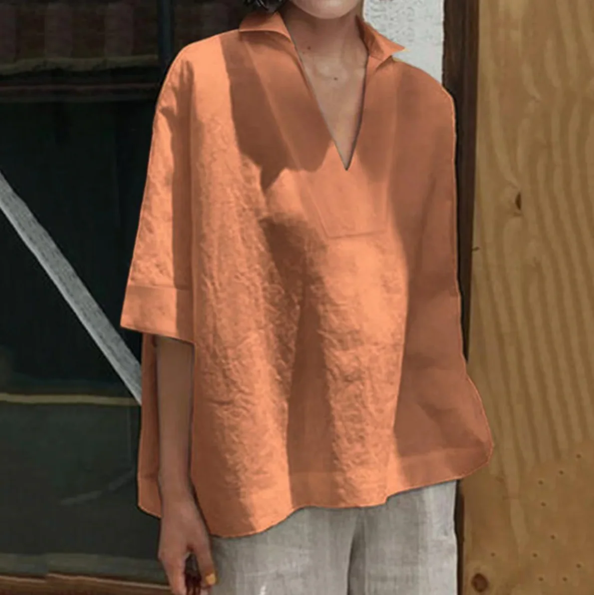 Aishana Blouse | Women's Casual V-Neck Linen Blouse - Image 2