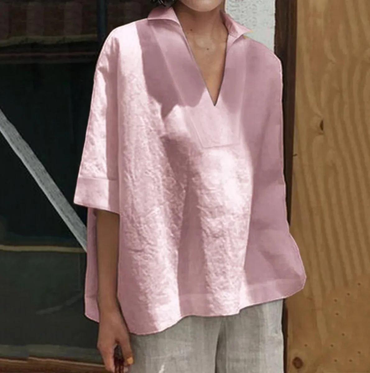 Aishana Blouse | Women's Casual V-Neck Linen Blouse - Image 4