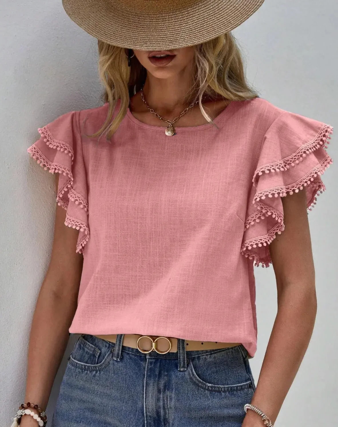 Alexandrina Blouse | Short Sleeve Ruffled Blouse - Image 3