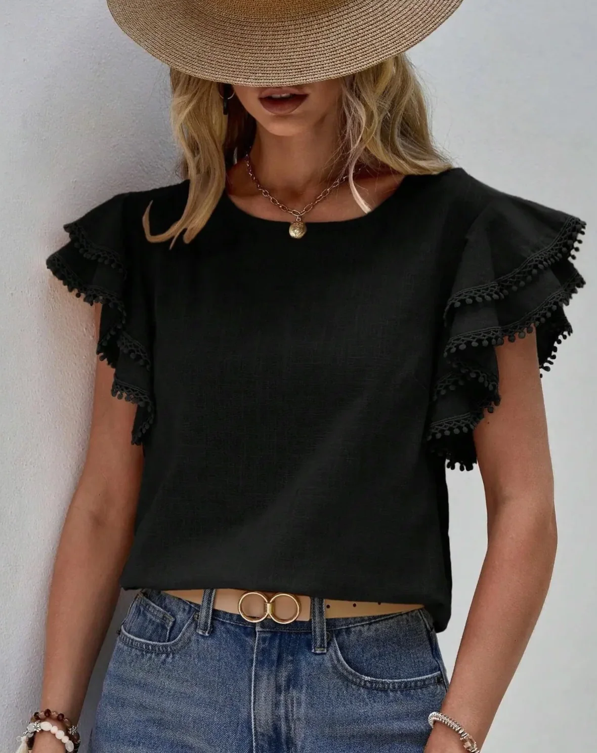 Alexandrina Blouse | Short Sleeve Ruffled Blouse - Image 4