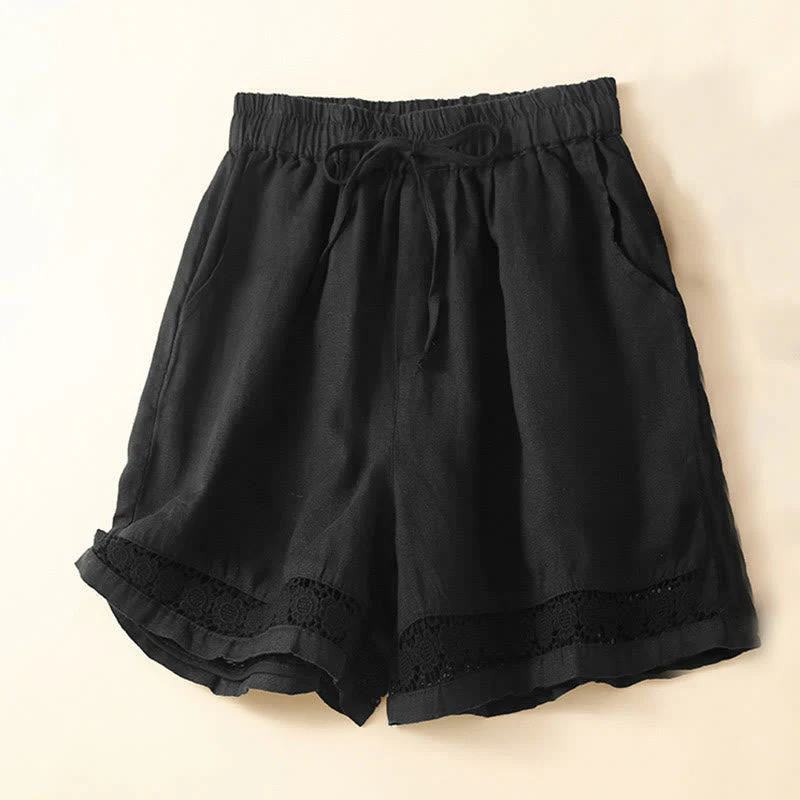 Alice Relaxed Fit Shorts | Lace Trim Drawstring Waist Shorts - Image 3
