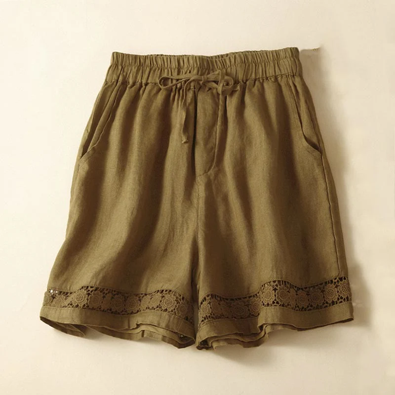 Alice Relaxed Fit Shorts | Lace Trim Drawstring Waist Shorts - Image 4
