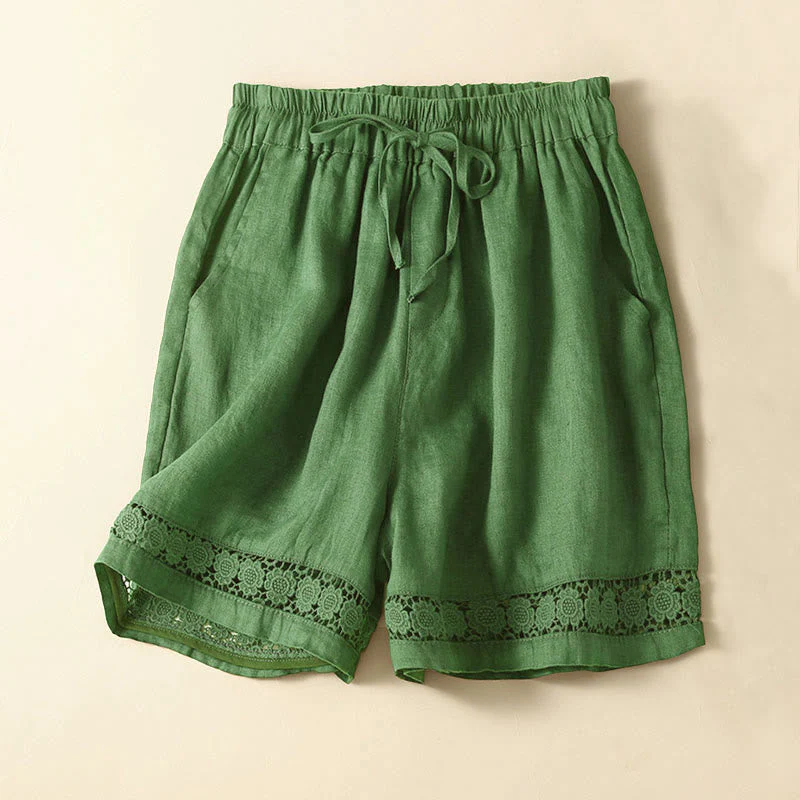 Alice Relaxed Fit Shorts | Lace Trim Drawstring Waist Shorts - Image 5