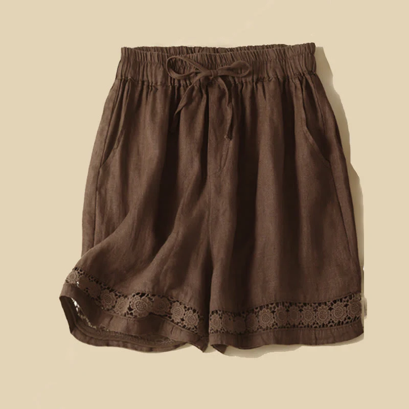Alice Relaxed Fit Shorts | Lace Trim Drawstring Waist Shorts - Image 6