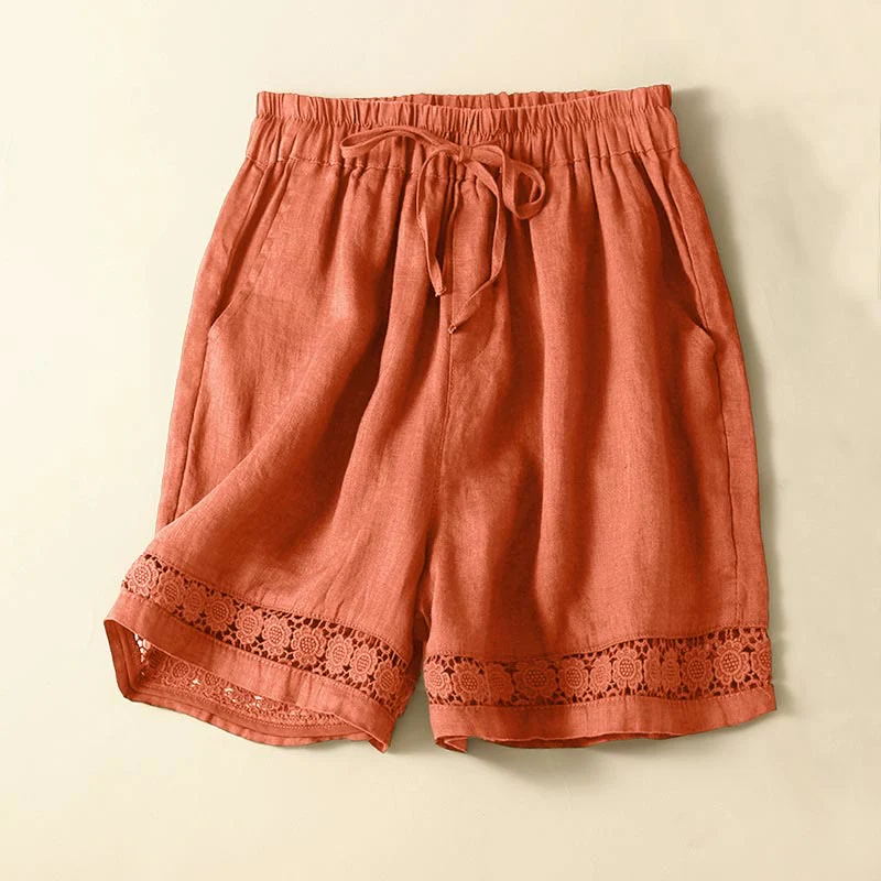 Alice Relaxed Fit Shorts | Lace Trim Drawstring Waist Shorts - Image 7