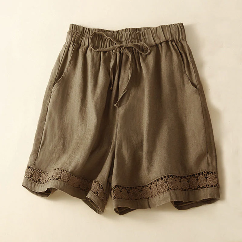 Alice Relaxed Fit Shorts | Lace Trim Drawstring Waist Shorts - Image 8