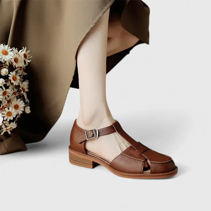 Amelia Block Heel Mary Jane Sandals | T-Strap Buckle Mary Jane Sandals - Image 4