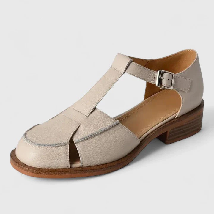 Amelia Block Heel Mary Jane Sandals | T-Strap Buckle Mary Jane Sandals - Image 5
