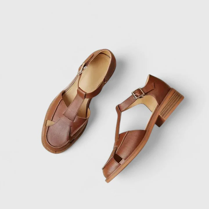 Amelia Block Heel Mary Jane Sandals | T-Strap Buckle Mary Jane Sandals - Image 6