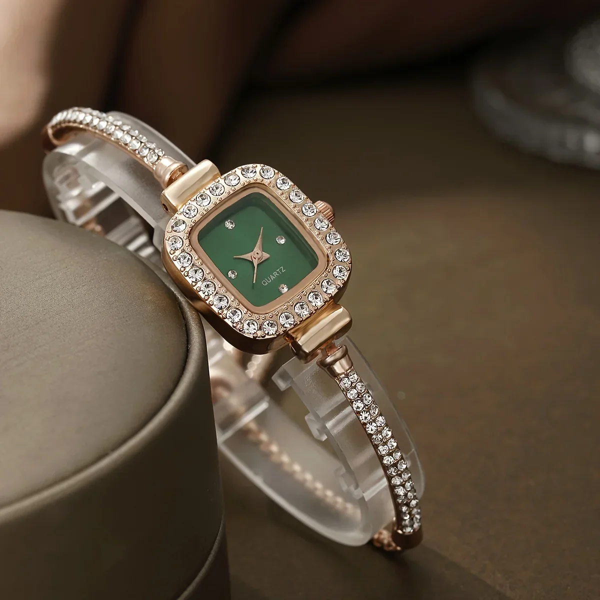 Amelia Crystal Embellished Square Face Wristwatch | Bracelet Style Wristwatch - Image 3