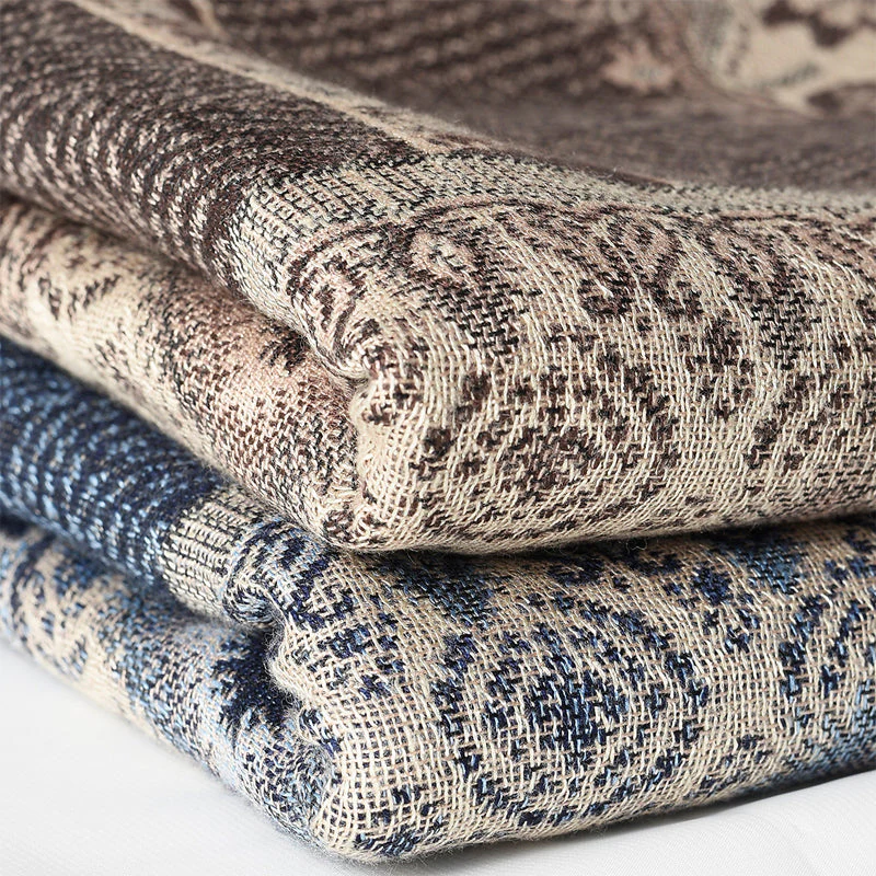 Amelia Draped Scarf | Jacquard Pattern Fringed Edges Scarf - Image 3