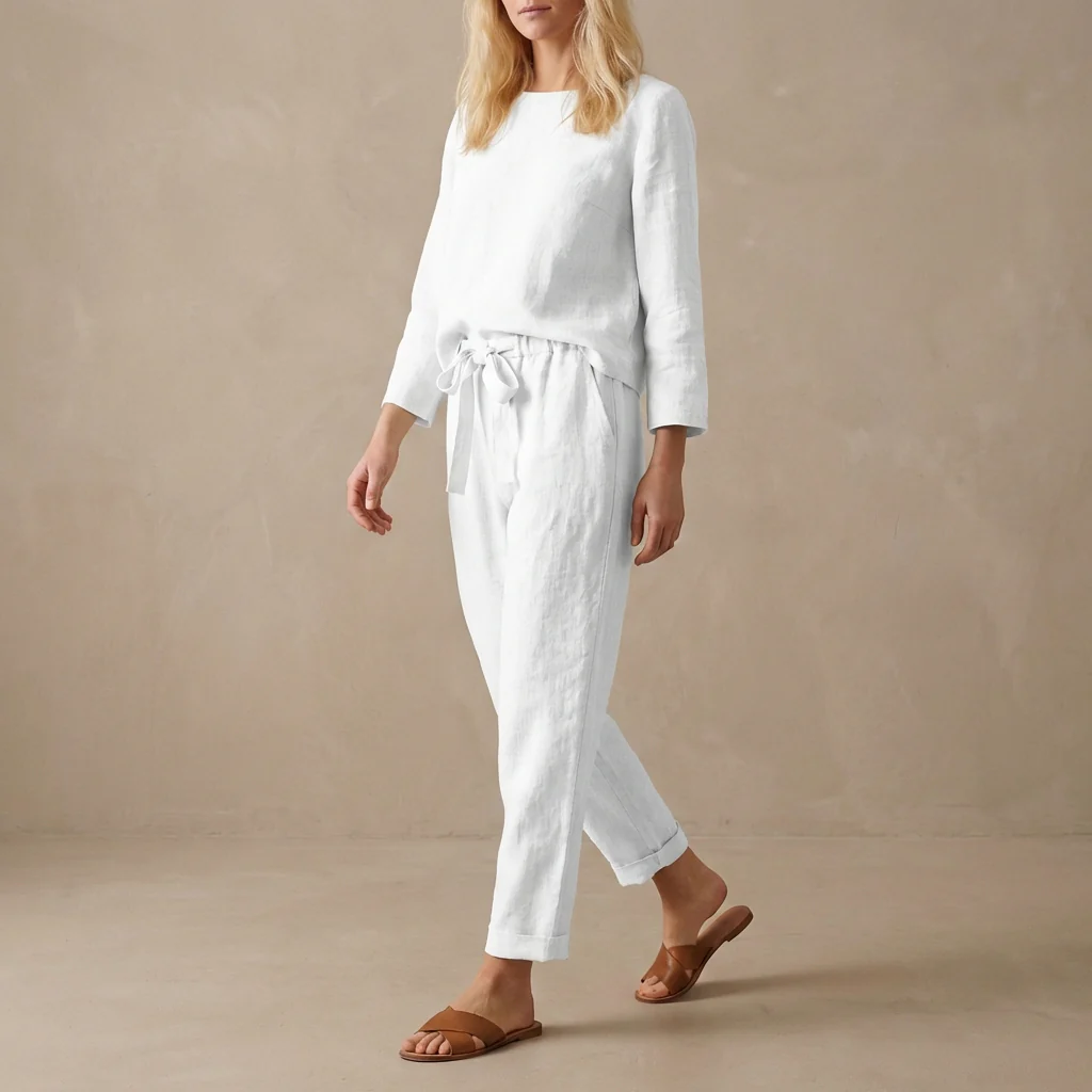 Women's Loungewear Set - Relaxed Fit - Blouse & Pants - Image 3