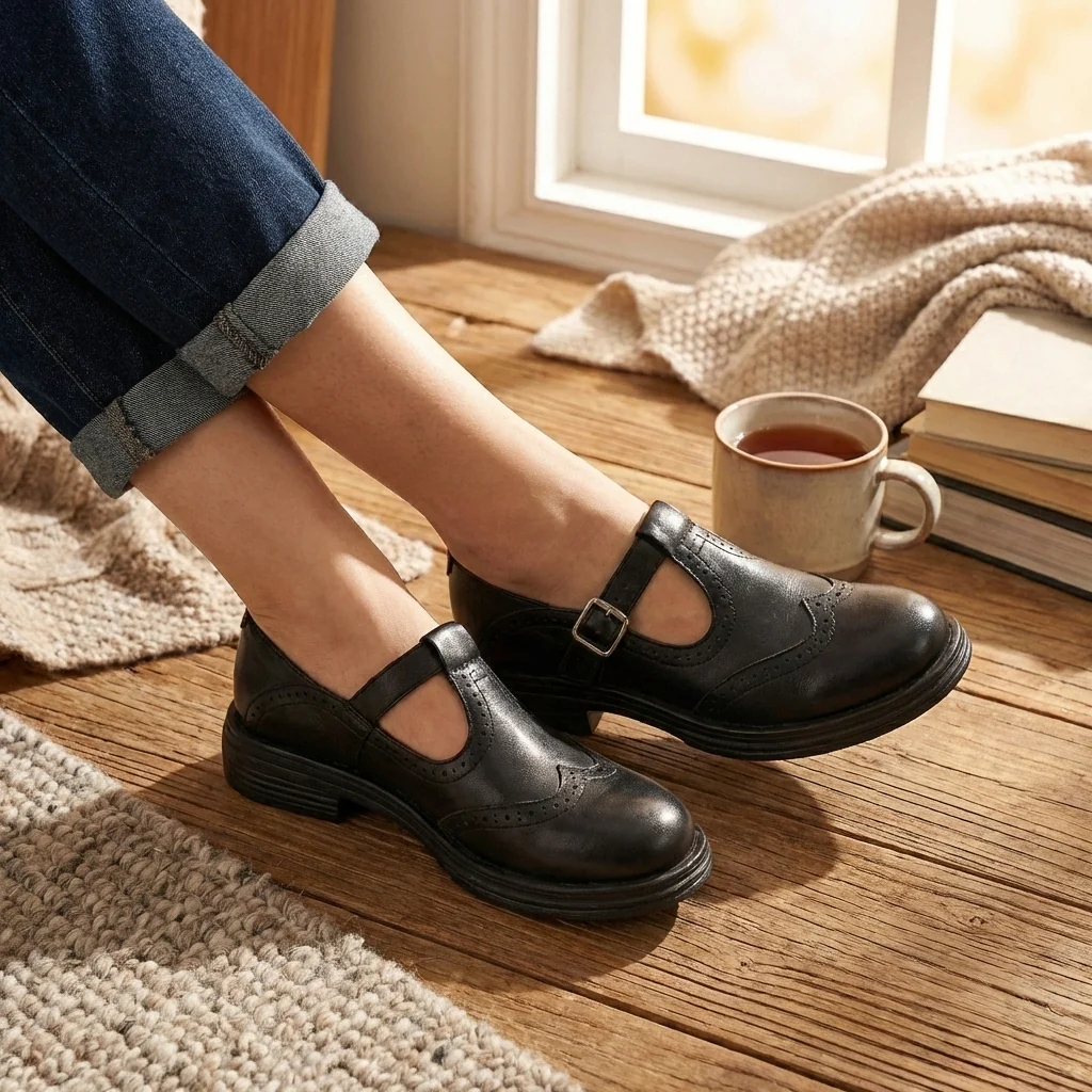 Amelia Orthopedic Mary Jane Shoes | T-Strap Buckle Closure Shoes - Image 2