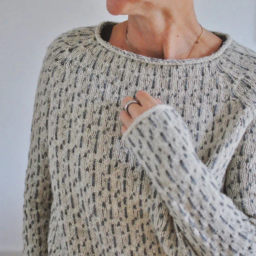 Amelia Patterned Relaxed Fit Sweater | Textured Knit Ribbed Trim Sweater - Image 3