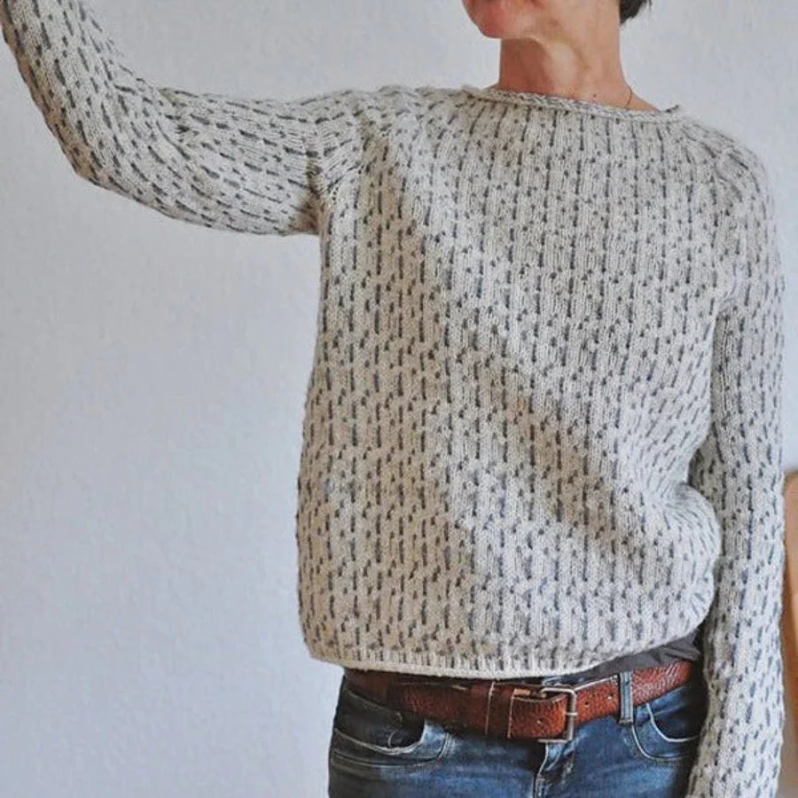 Amelia Patterned Relaxed Fit Sweater | Textured Knit Ribbed Trim Sweater - Image 4