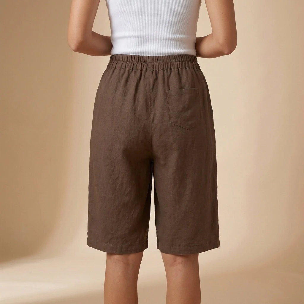 Amelia Relaxed Fit Shorts | Elastic Waist Pockets Shorts - Image 4