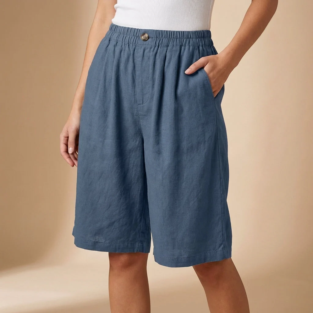 Amelia Relaxed Fit Shorts | Elastic Waist Pockets Shorts - Image 6
