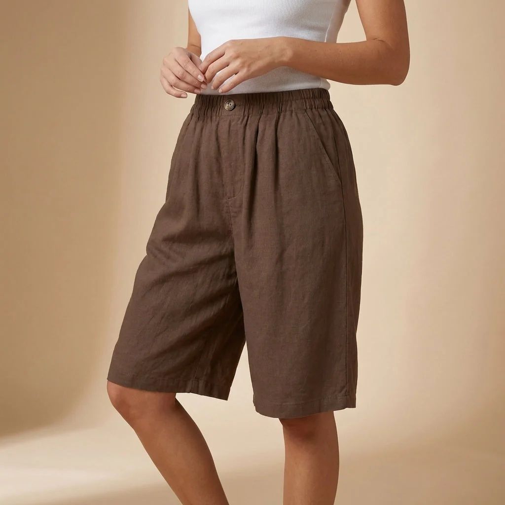 Amelia Relaxed Fit Shorts | Elastic Waist Pockets Shorts - Image 7