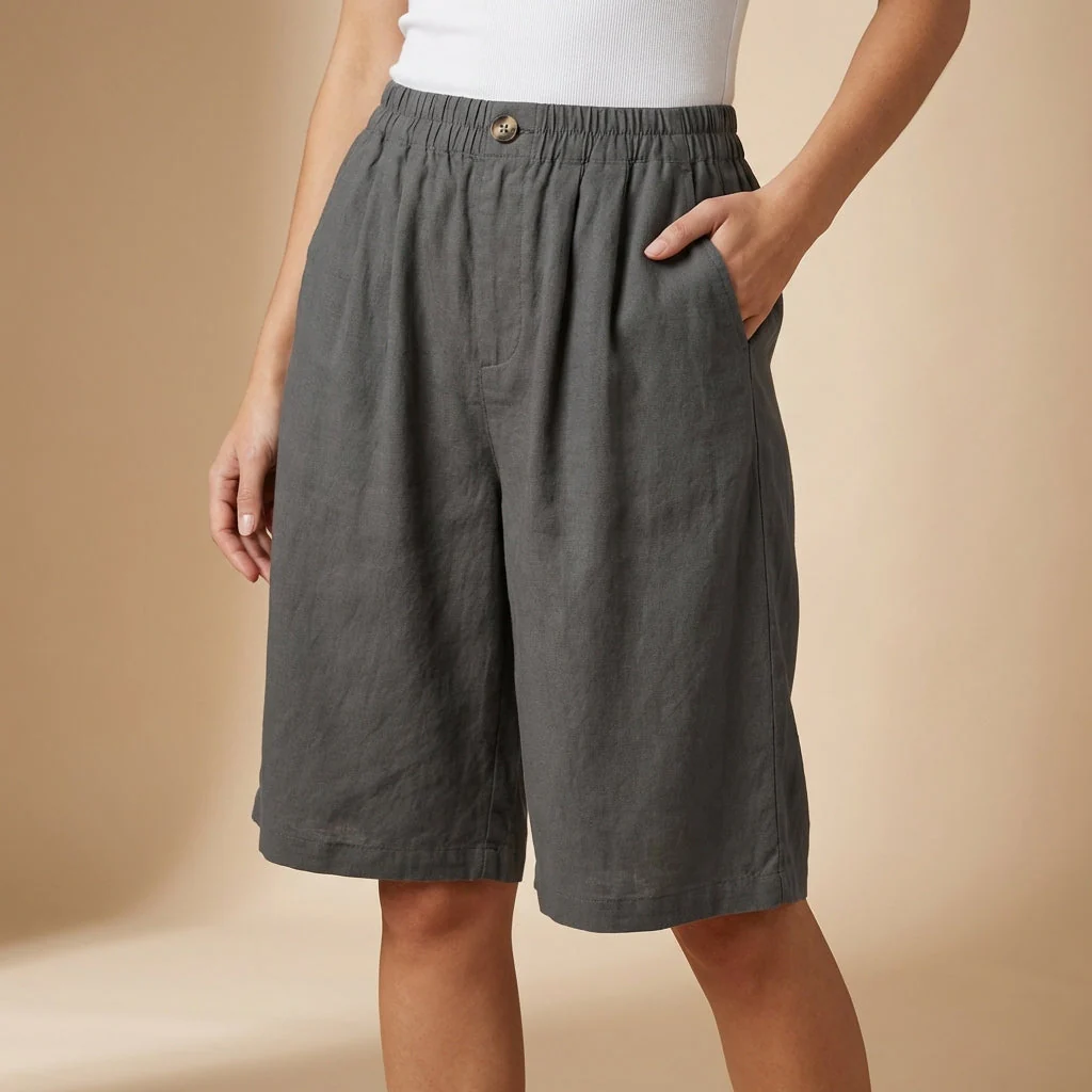 Amelia Relaxed Fit Shorts | Elastic Waist Pockets Shorts - Image 8