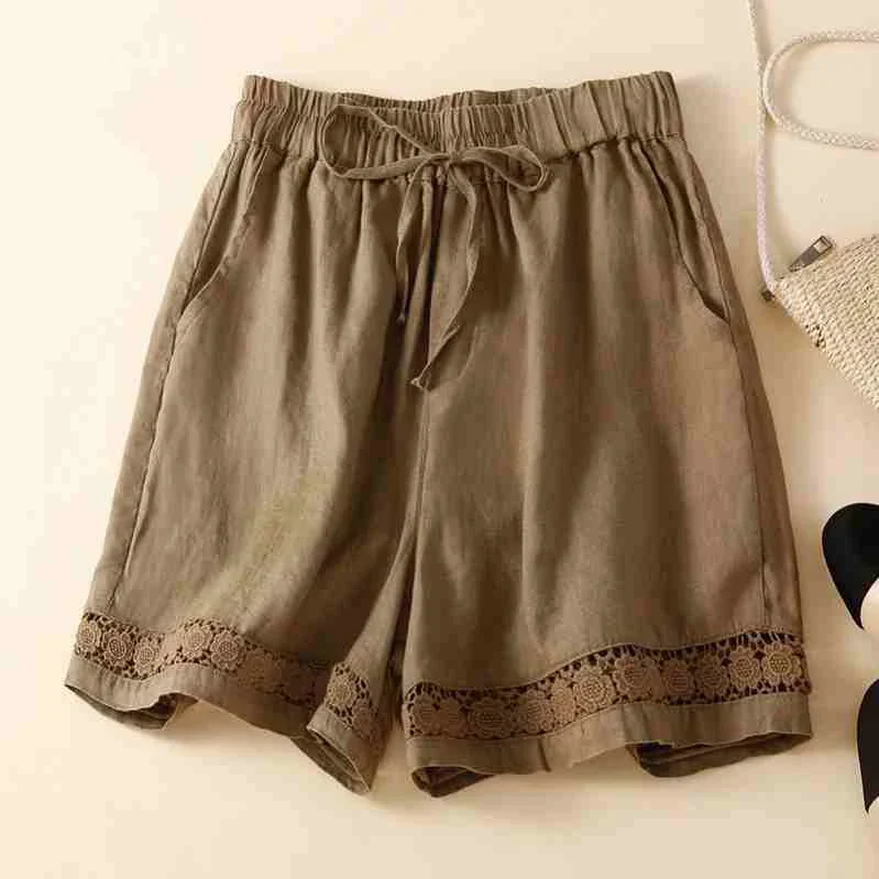 Amelia Relaxed Fit Shorts | Embroidered Trim Drawstring Shorts - Image 3