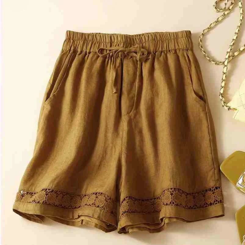 Amelia Relaxed Fit Shorts | Embroidered Trim Drawstring Shorts - Image 6