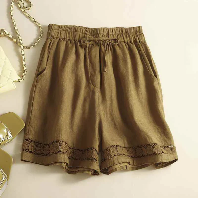 Amelia Relaxed Fit Shorts | Embroidered Trim Drawstring Shorts - Image 8