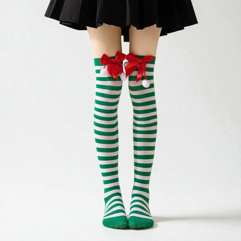 Amelia Skinny Over-The-Knee Socks | Bow Pom-Pom Over-The-Knee Socks - Image 4