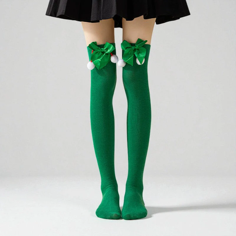 Amelia Skinny Over-The-Knee Socks | Bow Pom-Pom Over-The-Knee Socks - Image 5