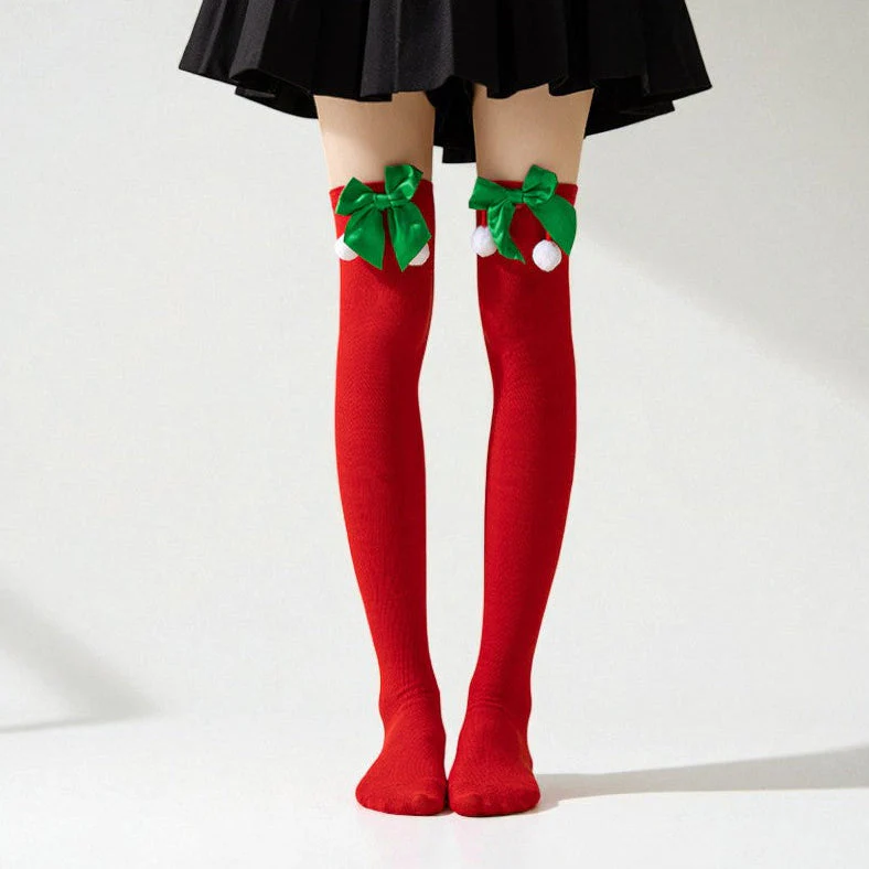 Amelia Skinny Over-The-Knee Socks | Bow Pom-Pom Over-The-Knee Socks - Image 6