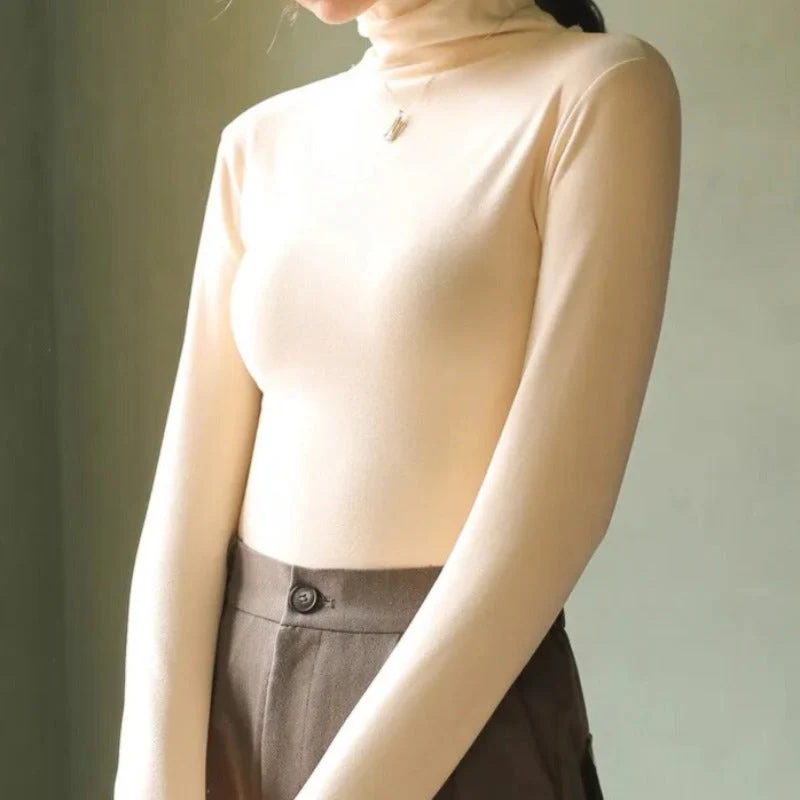 Amelia Slim Fit Turtleneck Top | Long Sleeve Solid Turtleneck Top - Image 3