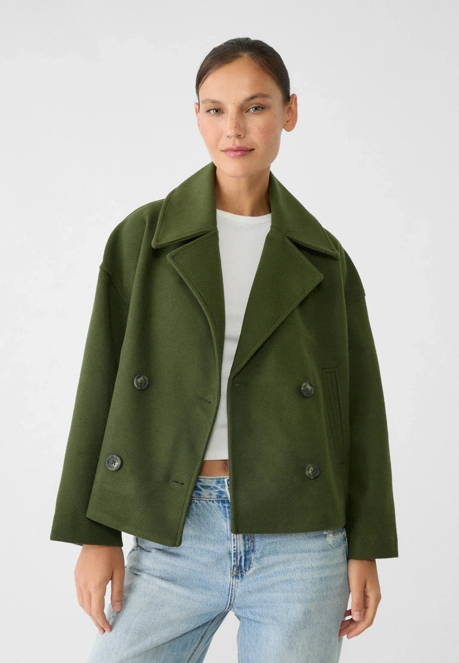 Amelia Cropped Double-Breasted Jacket | Relaxed Fit Button Front Jacket - Image 3