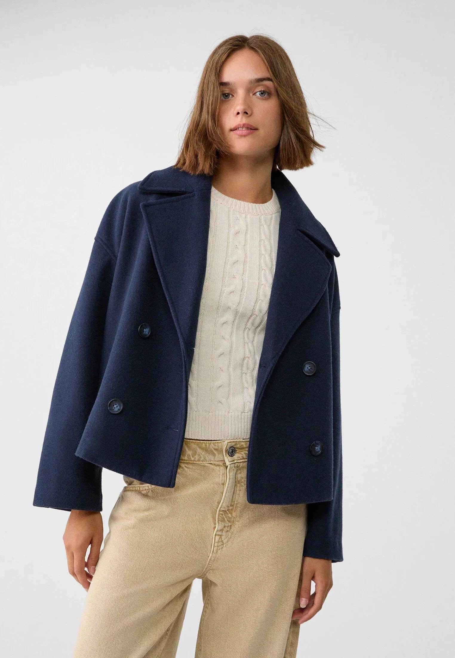 Amelia Cropped Double-Breasted Jacket | Relaxed Fit Button Front Jacket - Image 4