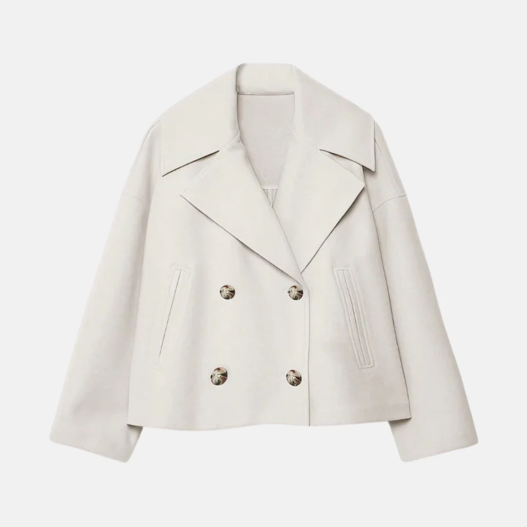 Amelia Cropped Double-Breasted Jacket | Relaxed Fit Button Front Jacket - Image 6