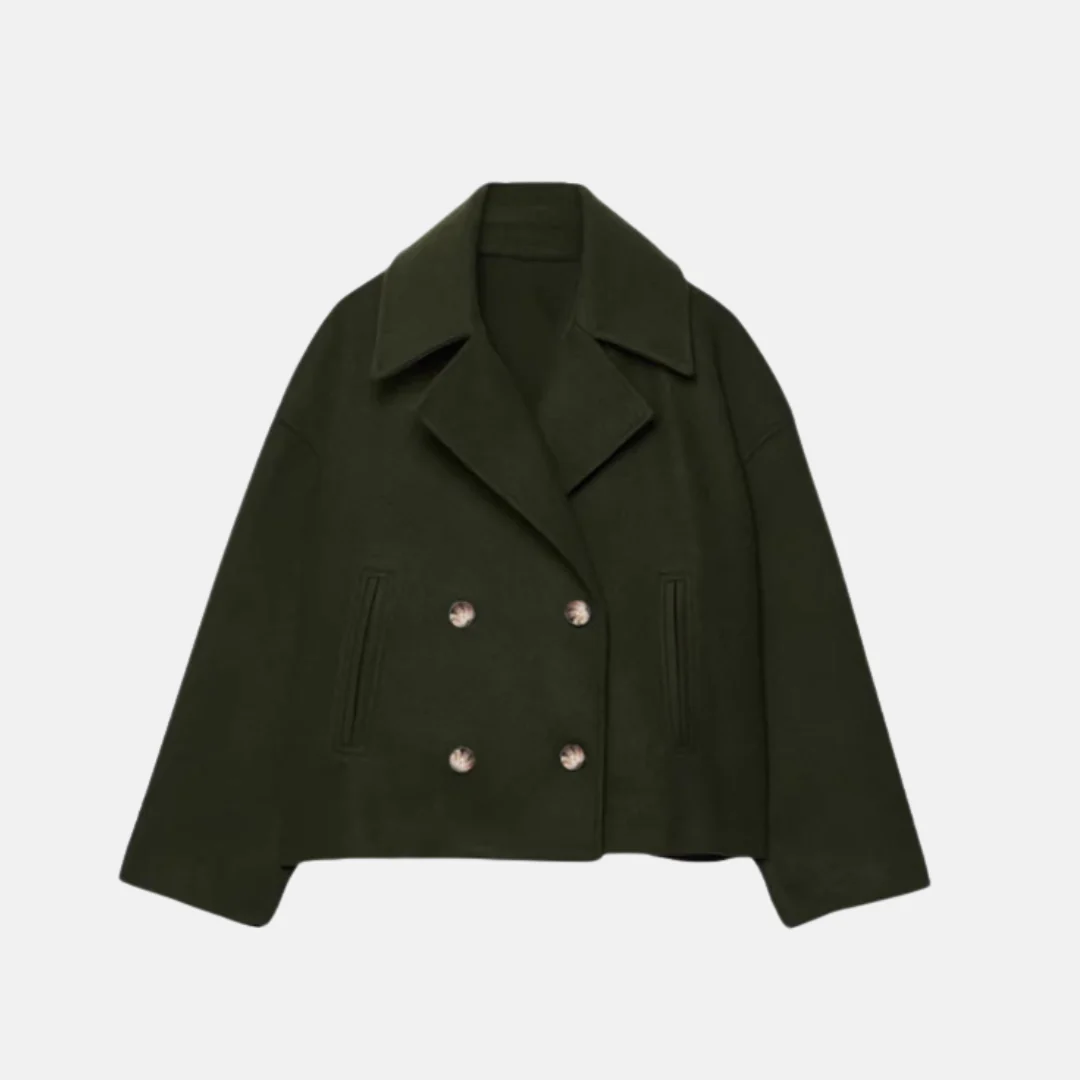 Amelia Cropped Double-Breasted Jacket | Relaxed Fit Button Front Jacket - Image 8