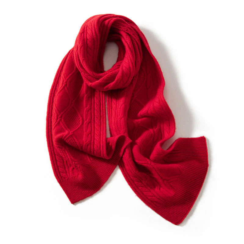 Amelia Draped Scarf | Cable Knit Long Ribbed Edges Scarf - Image 3