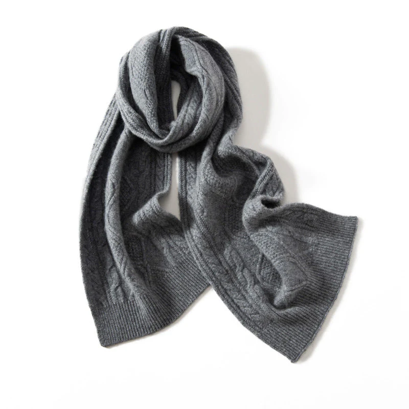 Amelia Draped Scarf | Cable Knit Long Ribbed Edges Scarf - Image 4