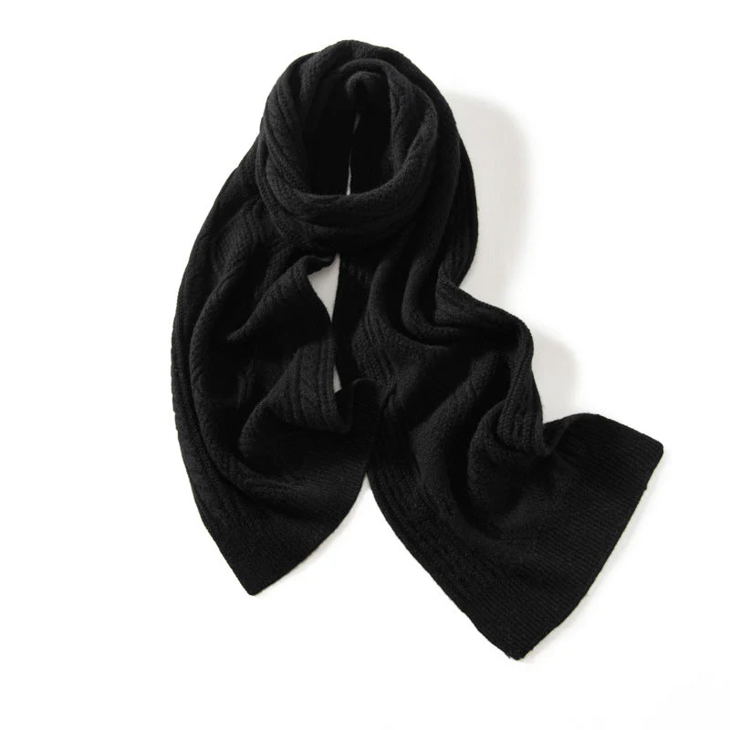 Amelia Draped Scarf | Cable Knit Long Ribbed Edges Scarf - Image 5