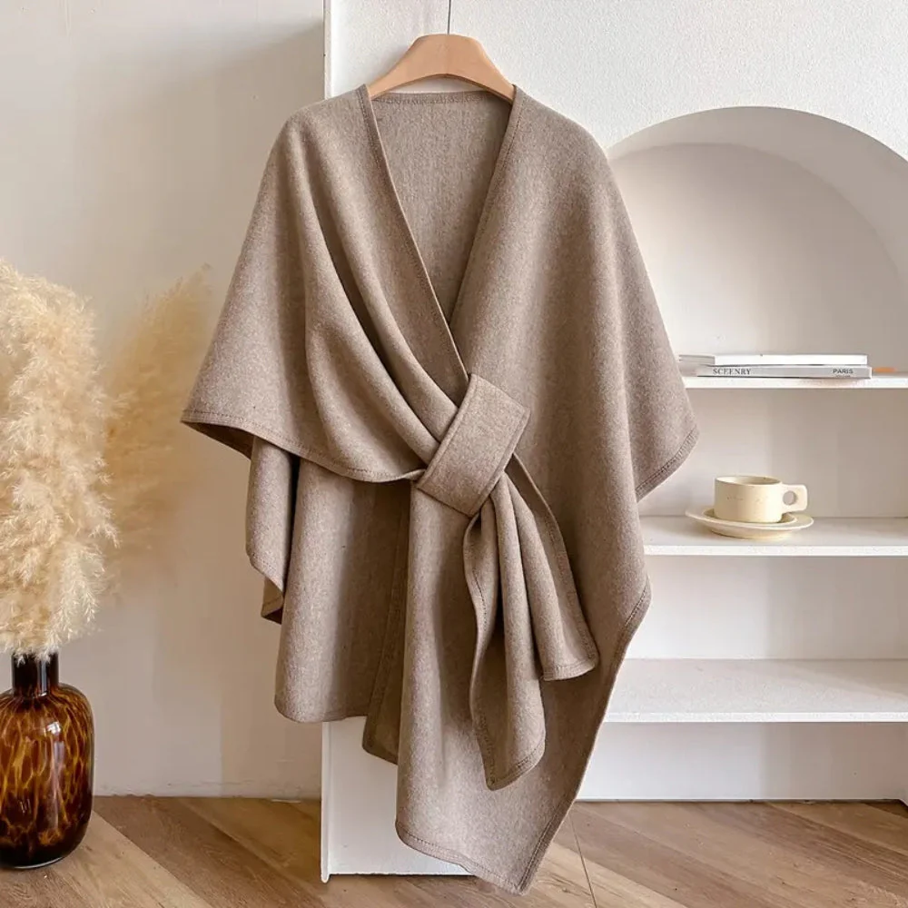 Amelia Relaxed Fit Poncho | Wrap Style Tie Front Poncho