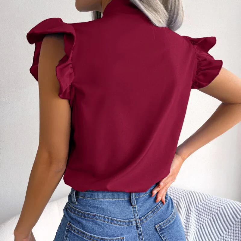 Amelie Blouse | Sleeveless Chiffon Blouse with Bow Collar - Image 3