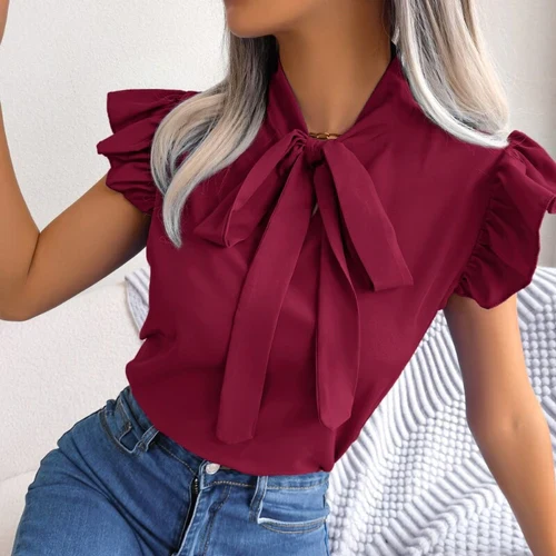 Amelie Blouse | Sleeveless Chiffon Blouse with Bow Collar - Image 4