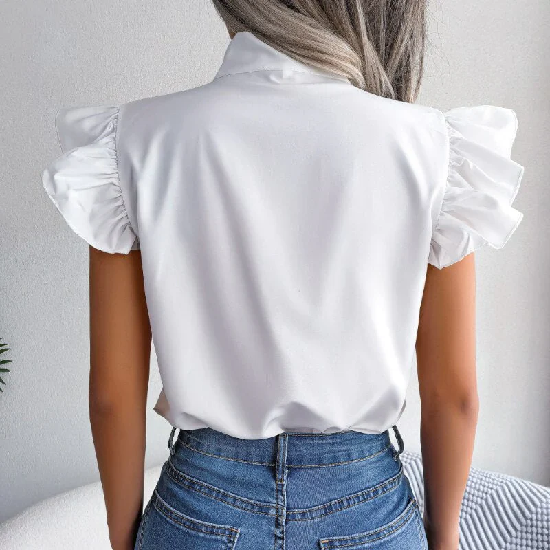 Amelie Blouse | Sleeveless Chiffon Blouse with Bow Collar - Image 6