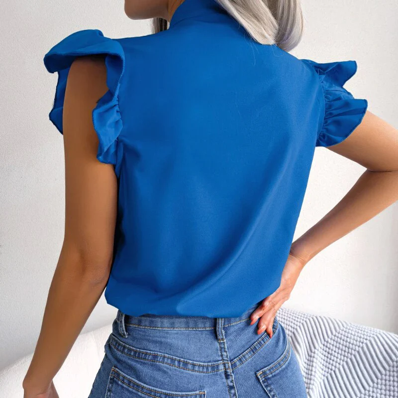 Amelie Blouse | Sleeveless Chiffon Blouse with Bow Collar - Image 8