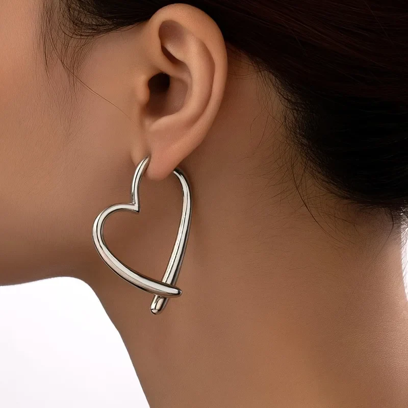 Amor Abstract Heart Hoop Earrings | Gold-Tone Statement Jewelry - Image 3